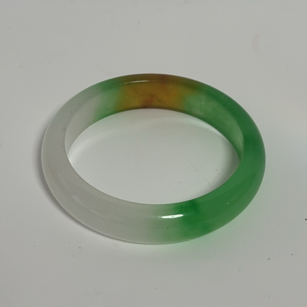 Jade Bi-Color or Jadeite Bangle Bracelet Green/ Brown/ White